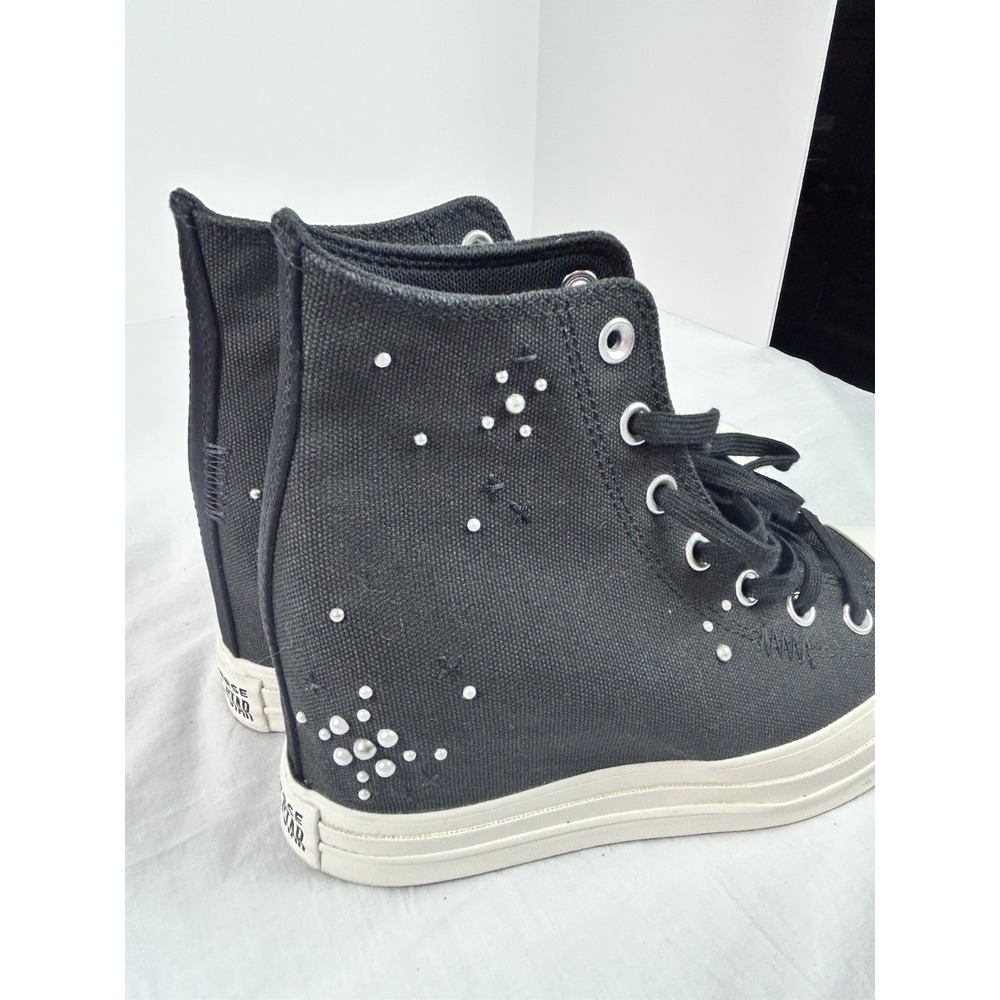 Converse Chuck Taylor All Star Wedge Platform High Pearls & Studs A12514C Sz 8.5 - Picture 4 of 12